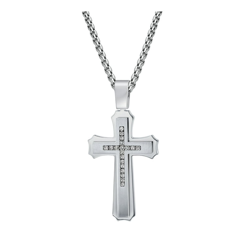 Walmart mens deals silver cross necklace