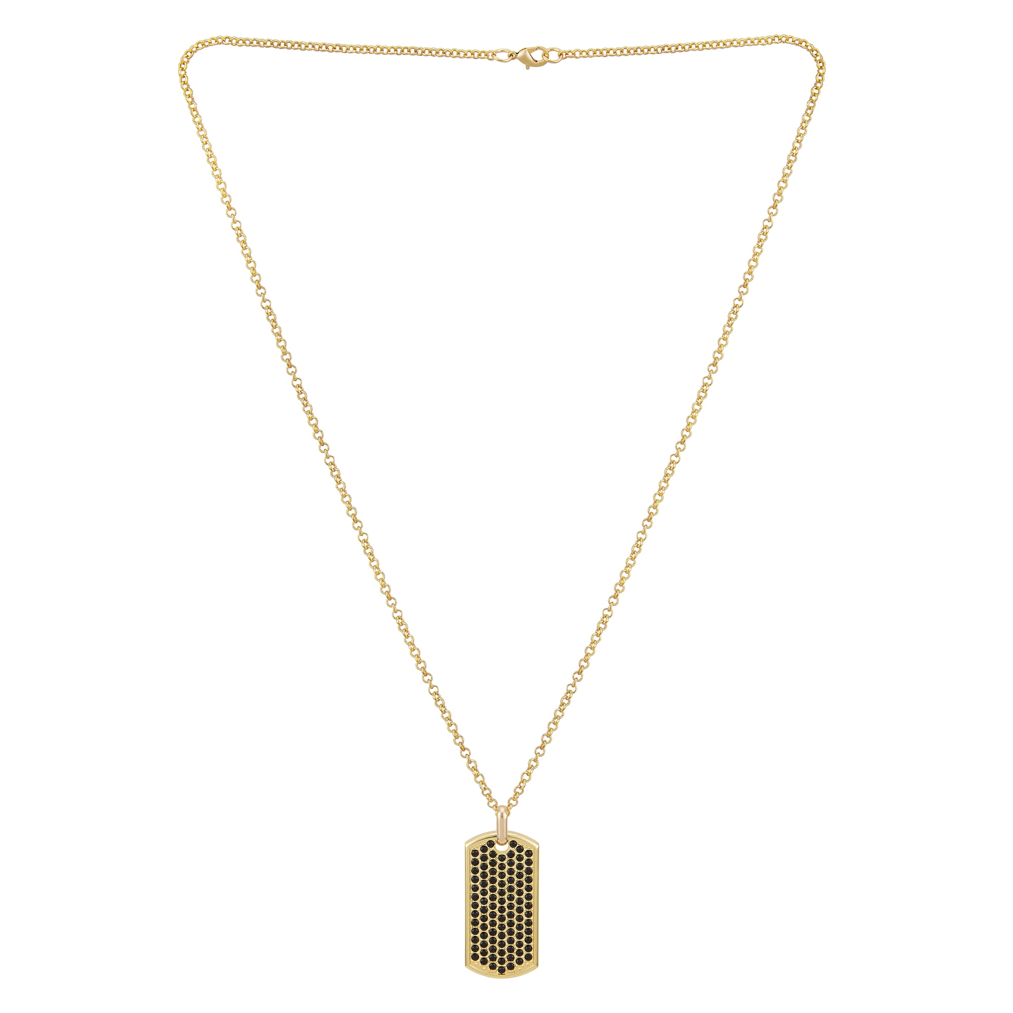 American Exchange Men's Gold Tone Metal Dog Tag Pendant Necklace