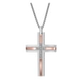 thumbnail image 1 of American Exchange Men's Stainless Steel Rosegold/Silver Cross Pendant Necklace, 1 of 4