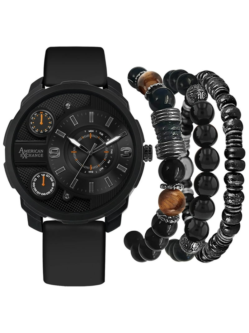 American Exchange Men's Watch Black Case, Black Strap, Assorted