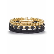 American Exchange Mens Yellow Gold Ion-Plated Stainless Steel Macrame Bracelet 8.5 Inch