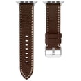 thumbnail image 1 of American Exchange Mens PU Leather Watch Strap Compatible w/ 42mm 44mm Apple Watch, Brown/Silver, 1 of 2