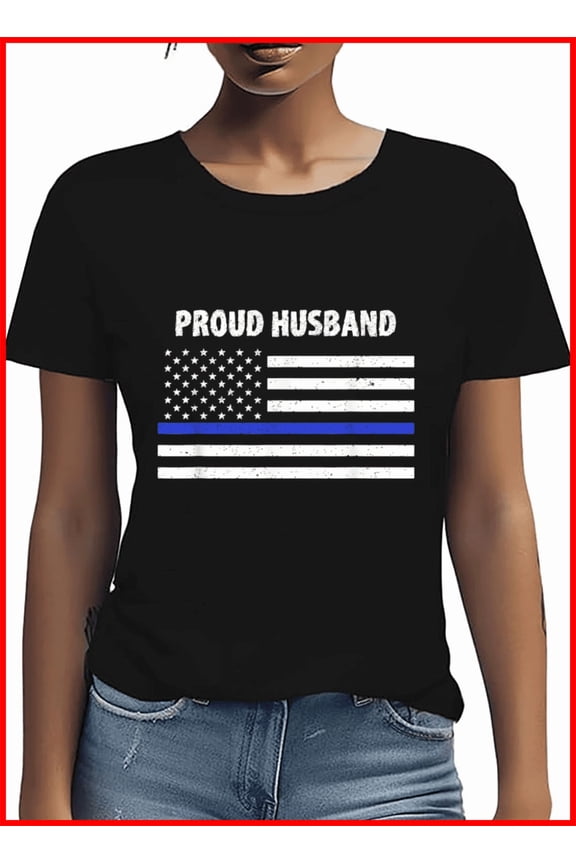 American Family Thin Blue Line Law Enforcement Support Unisex T-Shirt, up to Size 5XL