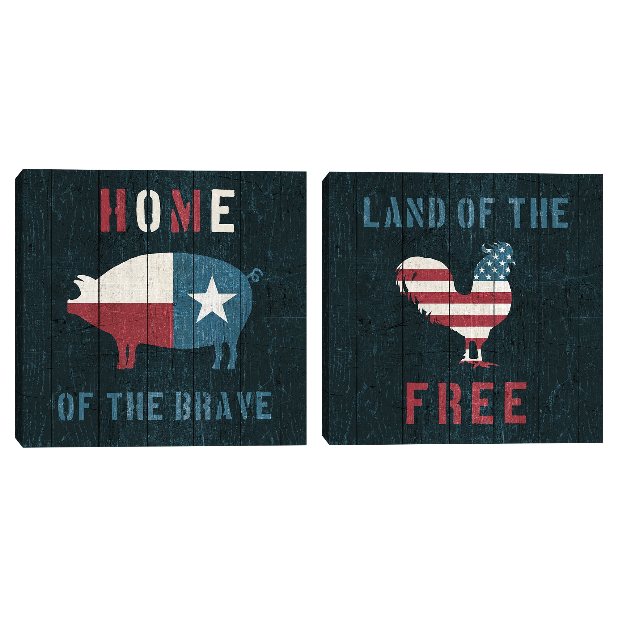 American Farm Texas & Rooster by Michael Mullan Set of Canvas Art Prints