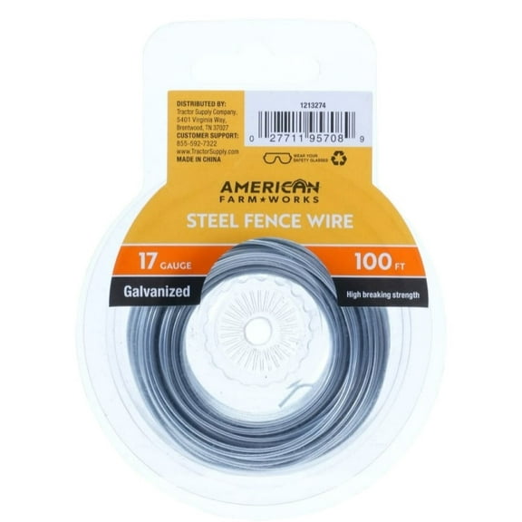 American FarmWorks SW17G100-AFW Galvanized Steel Electric Fence Wire 100-foot, 17 Gauge