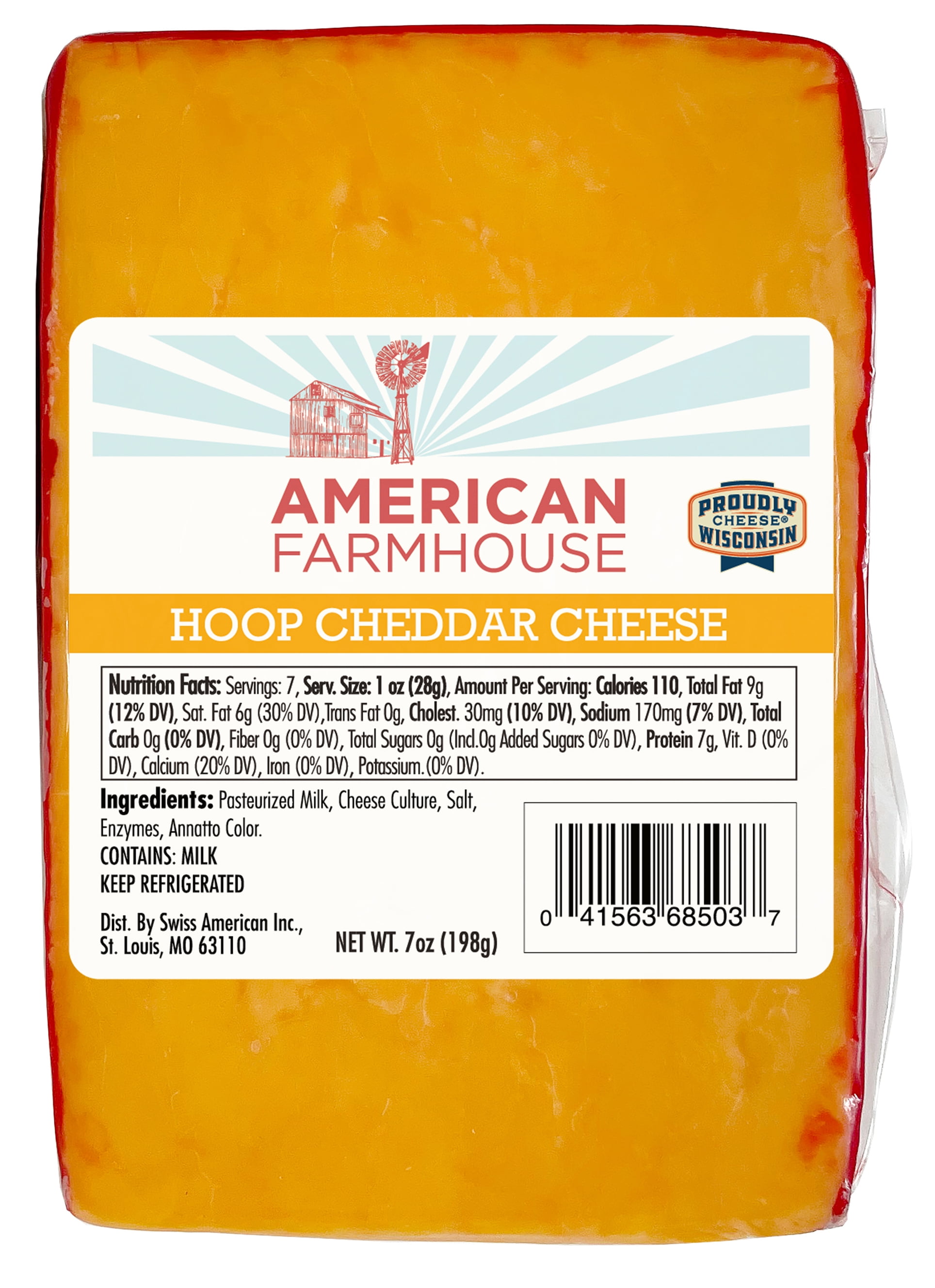 American Farmhouse Mild Hoop Cheddar Cheese Wedge 7 oz