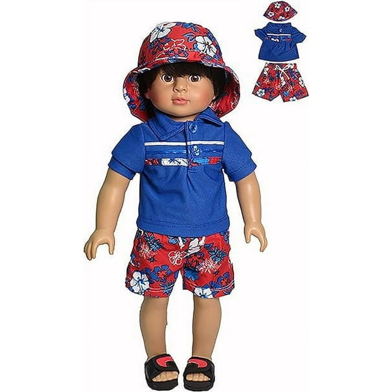 American Fashion World 18" Boy's Floral Doll Clothing Set