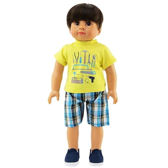 American Fashion World Handmade Fabric Short Set Doll Outfits for 18"