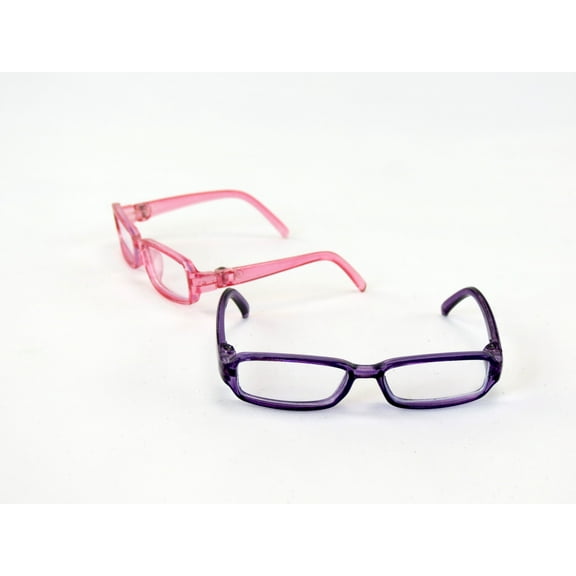 American Fashion World Handmade Pink and Purple Glasses for 14" Dolls, 2 Pairs, Doll Accessories