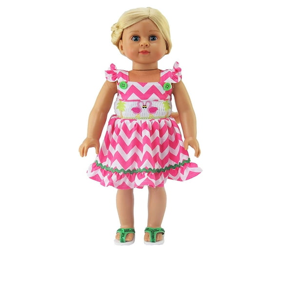 American Fashion World Pink Flamingo Sleeveless Summer Dress Made to fit 18 inch dolls