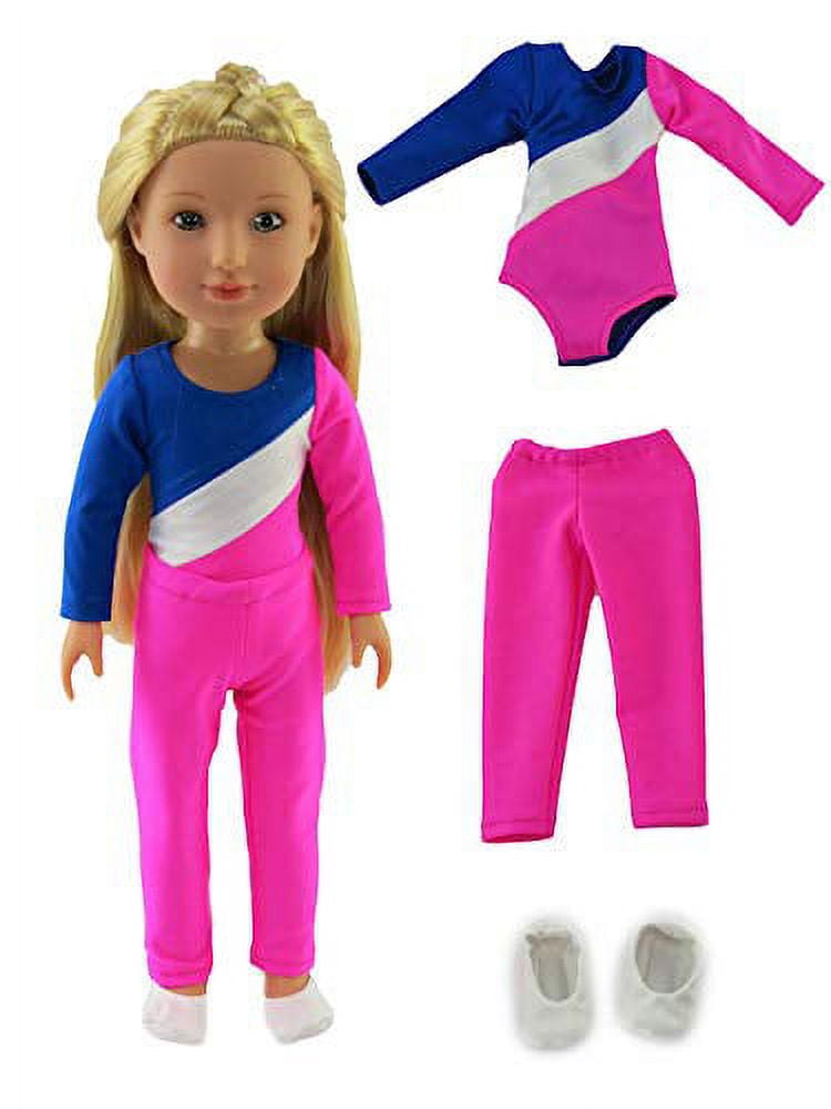 American Fashion World Pink Gymnastics Piece Outfit Made for 14