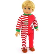 American Fashion World Santa’s Little Helper Christmas Pajamas made to fit 18 inch dolls compatible with American Girl Dolls