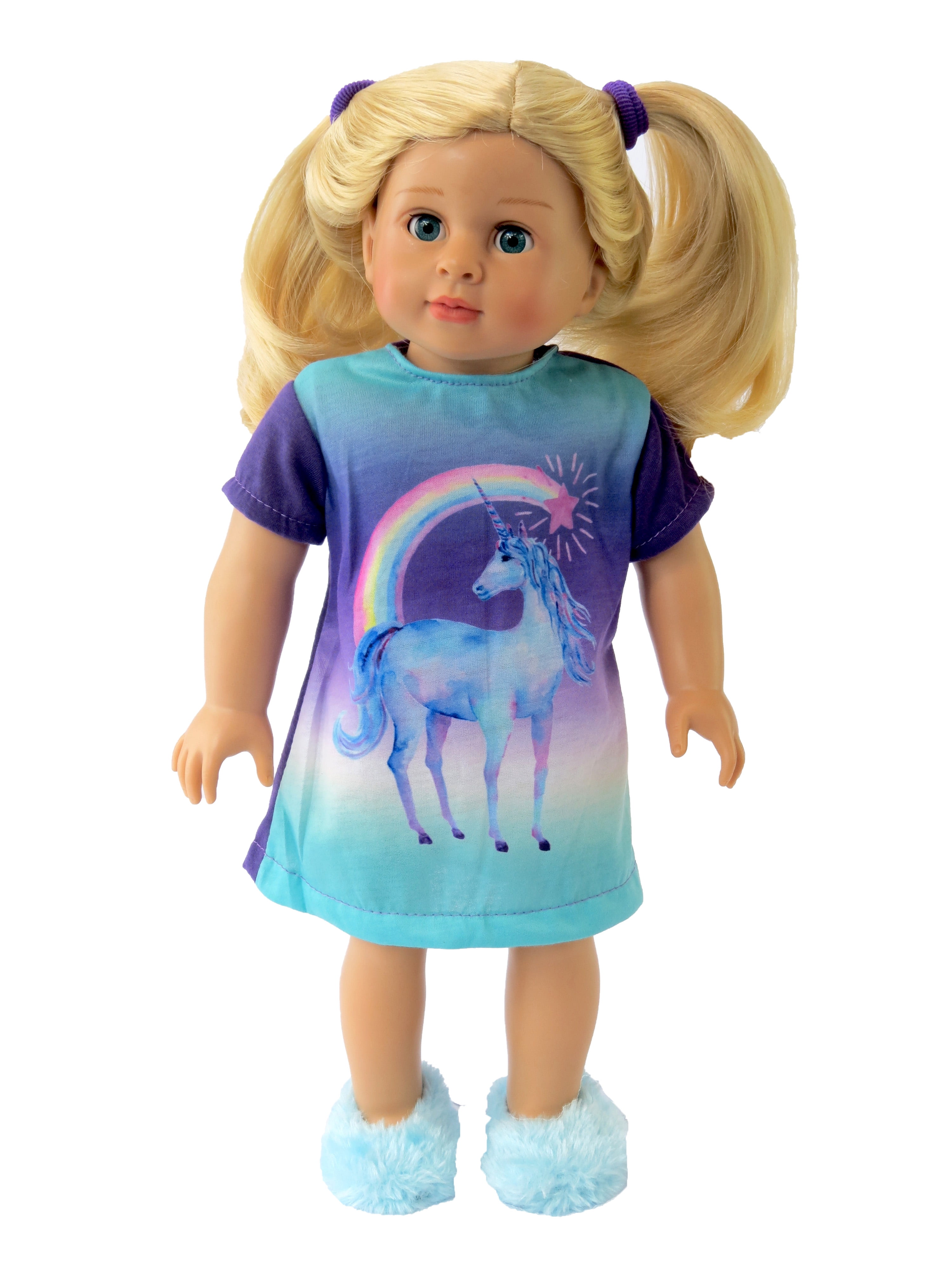 American Fashion World Unicorn Nightgown Pajamas made to fit 18 inch dolls compatible with American Girl Dolls