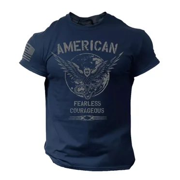 American Fearless Men's T Shirt USA Warrior Military Style Tee