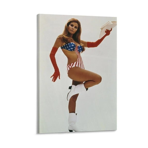 American Female Models Raquel Welch Sexy Retro Poster Painting On Canvas Wall Art Poster Scroll Picture Print Living Room Walls Decor Home Posters 16x24inch(40x60cm)