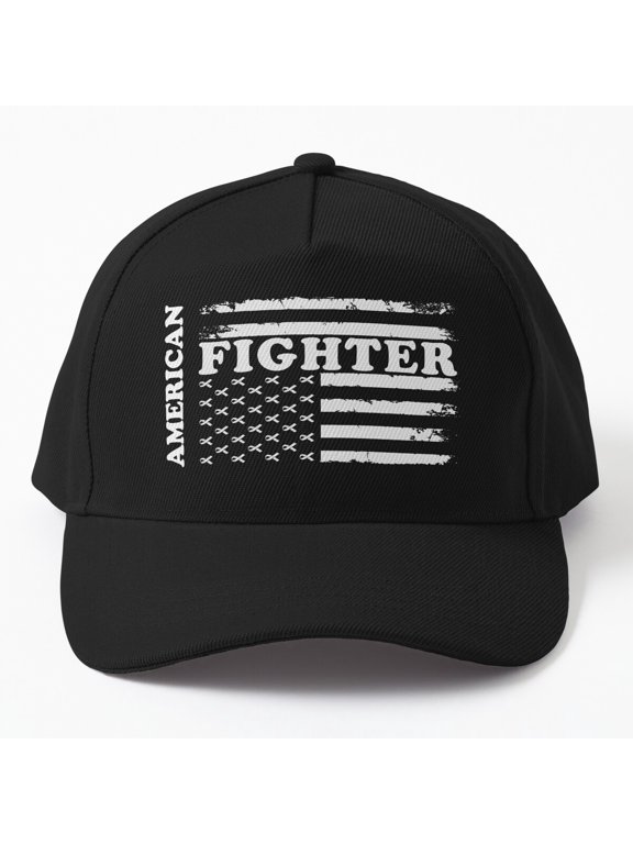 American Fighter Baseball Hat, Combat-Inspired USA Character Design, Classic Cap
