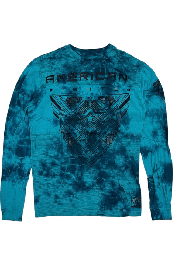 Men's Creekside Pine Green Long Sleeve Tie-Dye Tee T-Shirt (X-Small, Pine Green)