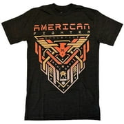 American Fighter Mens T-Shirt Dip Dye Puff Print City View Tee -Large, Brown