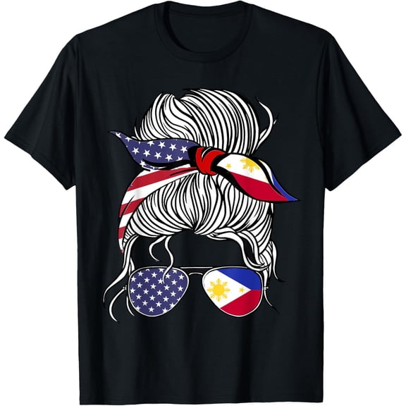 American Filipina Patriot Flag Women Girl Philippines Grown T-Shirt