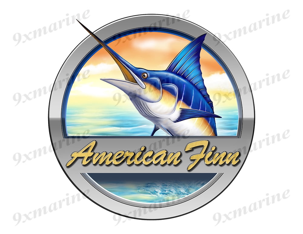 American Finn Marlin Round Designer Sticker 7.5"x7.5"