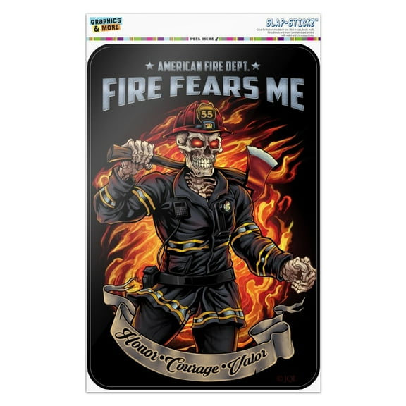 American Fire Department Firefighter Skeleton Fears Me Home Business Office Sign