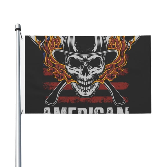 American Fire Fighter Skull Flag 3X5 Ft Garden Yard House Flags Banner Sign Outdoor Indoor Party Home Garden Decoration