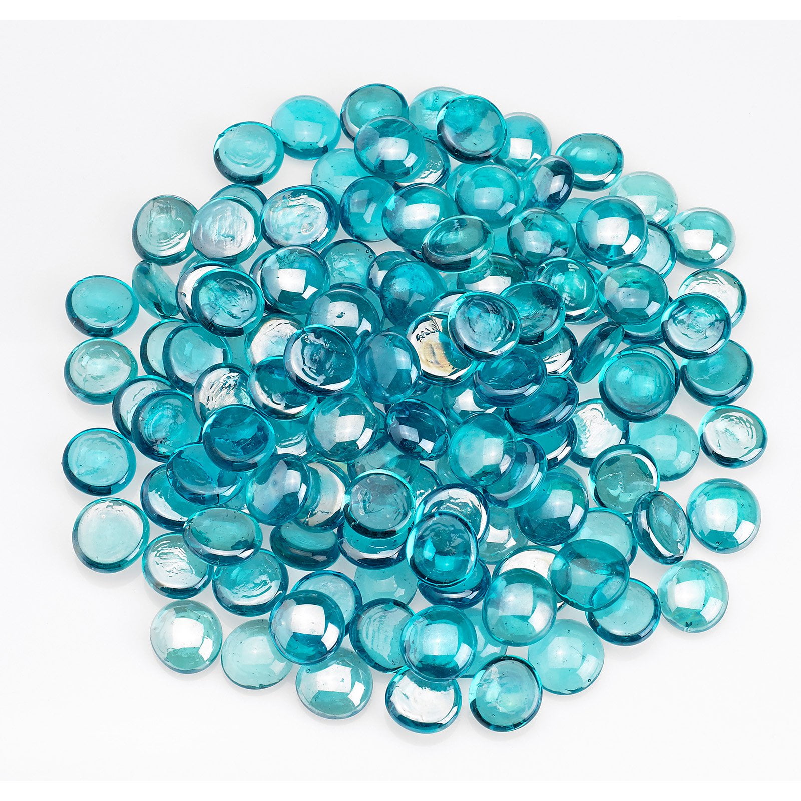American Fire Glass 10Pound Fire Glass Beads, 1/2 Inch, Aqua Blue Luster