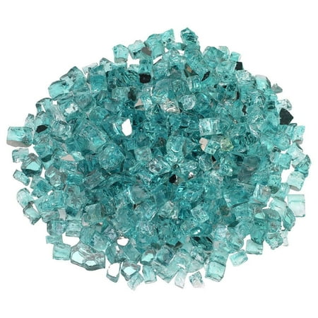 American Fire Glass 10 Pound Jar 1/2 Inch Reflective Fire Glass, Azuria Blue