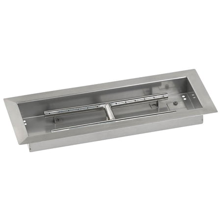 American Fire Glass 18" x 6" Stainless Steel Drop-In Fire Pit Pan with Spark Ignition Kit - Natural Gas