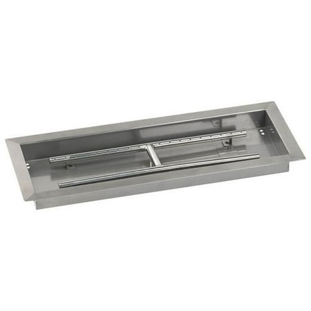 American Fire Glass 24 x 8 in. Stainless Steel Rectangular Drop-In Fire Pit Pan