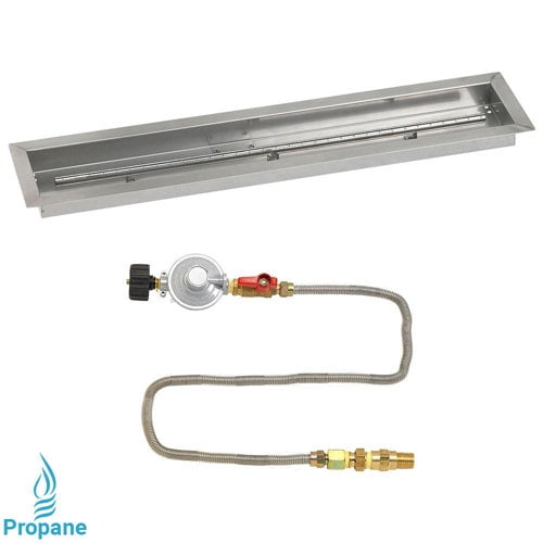 American Fire Glass 30 x 10 inch Rectangular Stainless Steel Drop-In Pan with Spark Ignition Kit - Natural Gas, SS-AFPPKIT-N-30