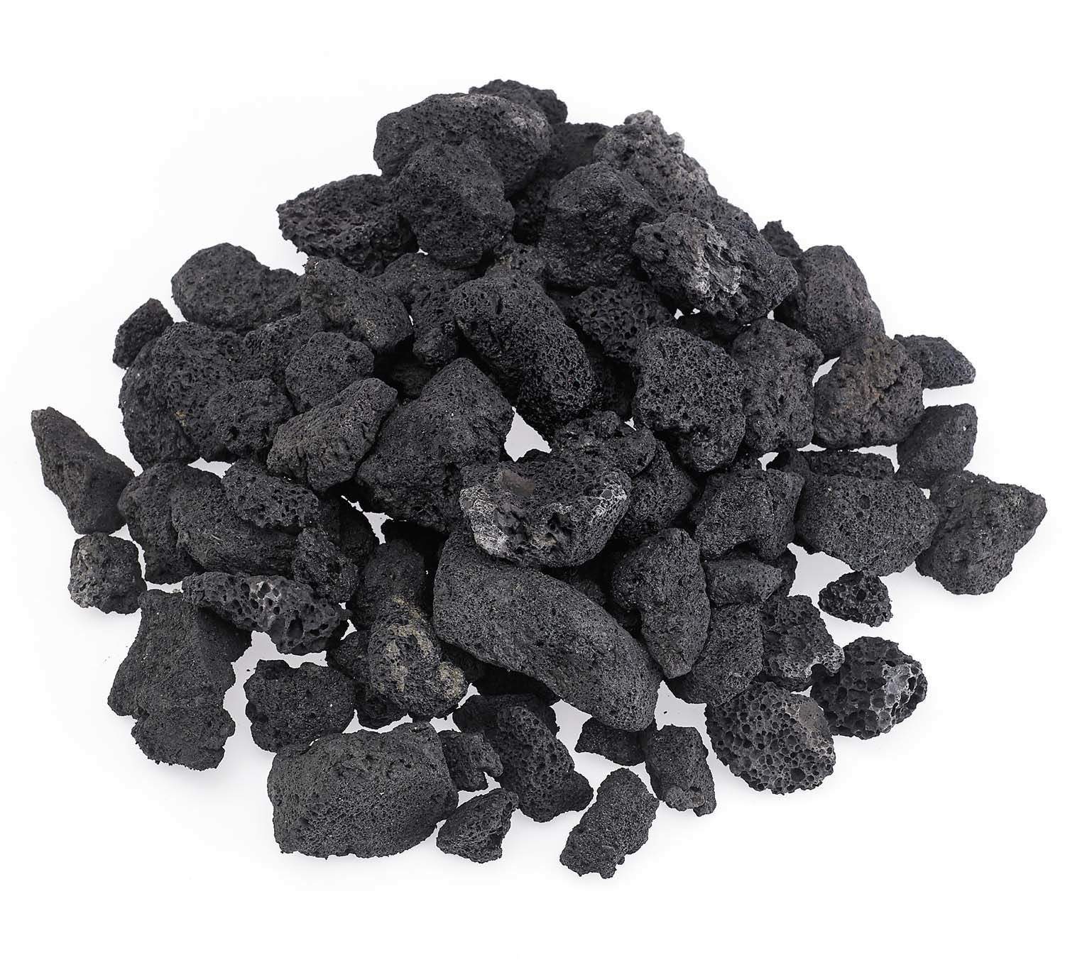 American Fire Glass Black Lava Rock, 1/2in. to 1in., 20 Pounds