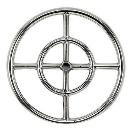 American Fire Glass SS-FR-12 12 in. Single-Ring 304 Stainless Steel Fire Pit Ring Burner - 0.5 in. Inlet