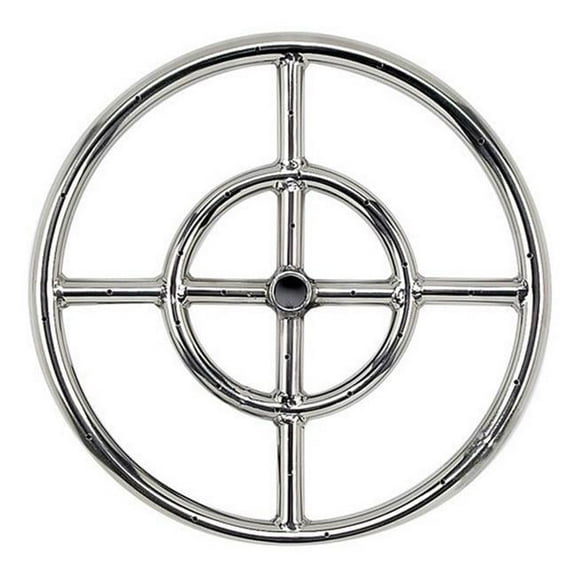 American Fire Glass SS-FR-12 12 in. Single-Ring 304 Stainless Steel Fire Pit Ring Burner - 0.5 in. Inlet