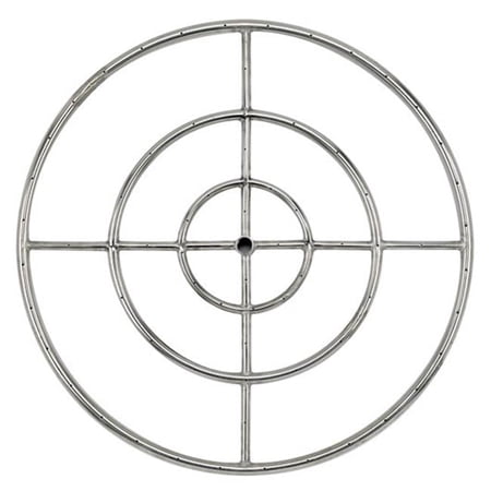 American Fire Glass SS-FR-30 30 in. Triple-Ring Stainless Steel Burner with A 0.75 in. Inlet