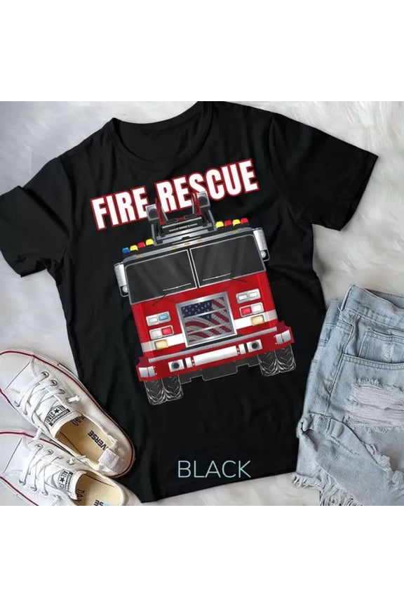American Fire Rescue Firefighter Department Truck Fireman T-Shirt Unisex S-5XL Hot Trending Shirt, Vintage Birthday Gift