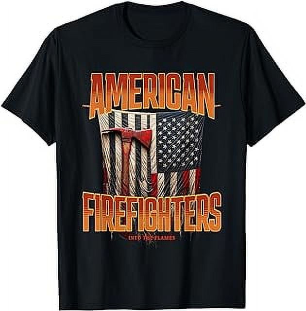 American Firefighter Flag Axe Team Fire Rescue Distressed T-Shirt ...