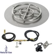 American Fireglass 18 in. Round Stainless Steel Flat Pan with Spark Ignition Kit - Natural Gas