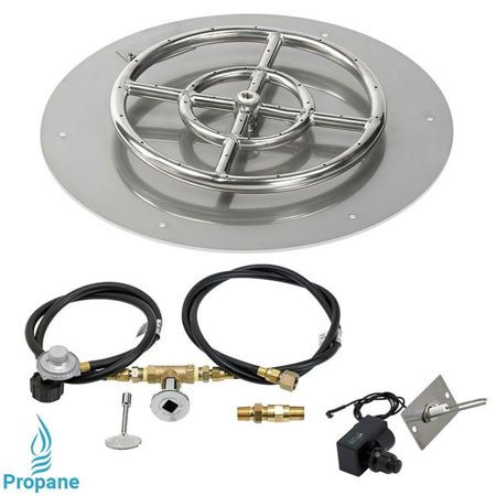 American Fireglass 18 in. Round Stainless Steel Flat Pan with Spark Ignition Kit - Propane