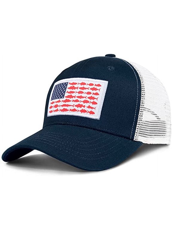 American Fish Flag Trucker Hats - Fishing Gifts for Men - Outdoor Snapback Fishing Hats Perfect for Camping and Daily Use