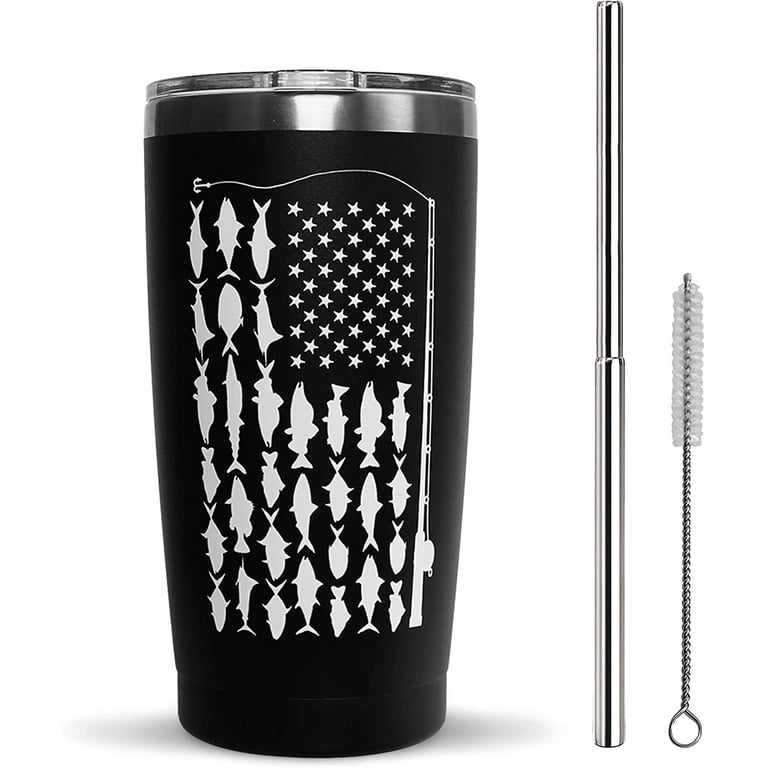American Fish Flag Tumbler - Fishing Gifts for Men, 20 Oz Fishing Tumbler  with Straw and Lid Stainless Steel Double Wall Vacuum Insulated Travel  Coffee Cup - Gifts for Fisherman Who Has