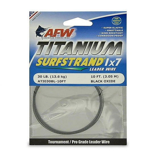 American Fishing Wire 10FT Titanium Surfstrand Bare 1x7 Leader Wire 15#