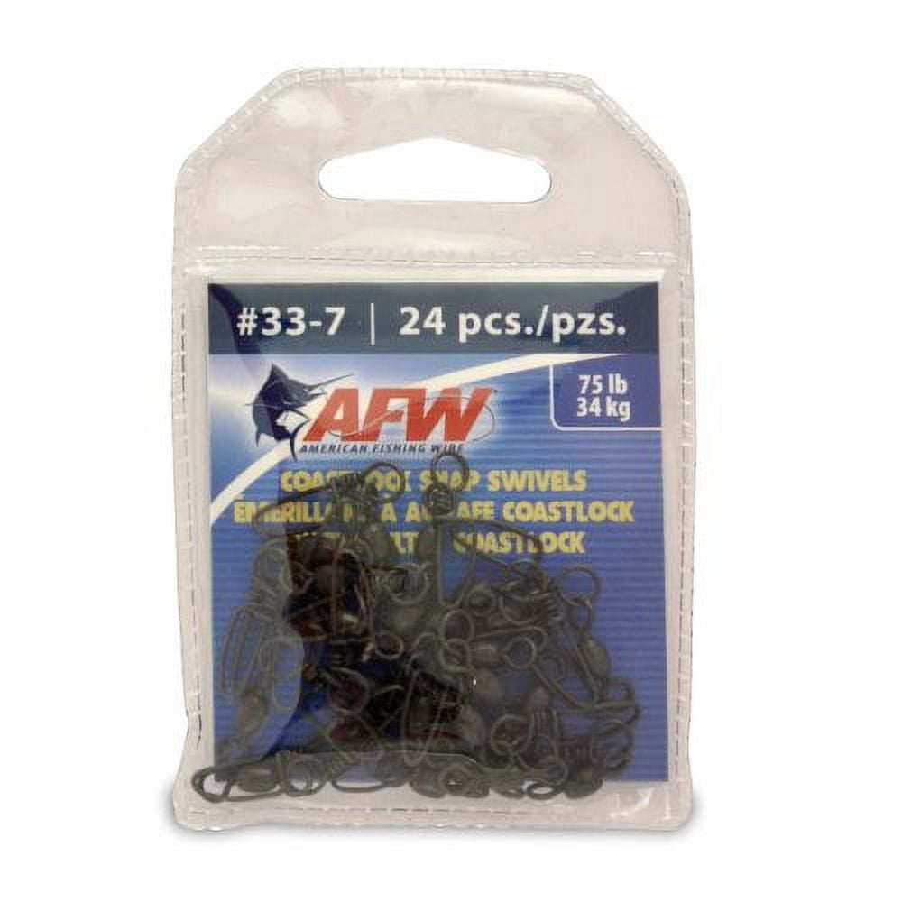 American Fishing Wire Brass Coastlock Snap Swivels (Black/150 Pound Test,  10-Pieces) Multi-Colored