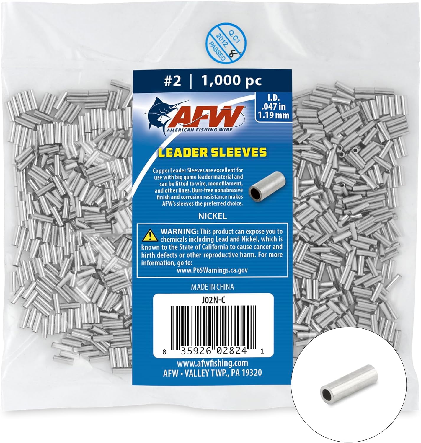 American Fishing Wire Double Barrel Crimp Sleeves – Copper, Black Burr ...
