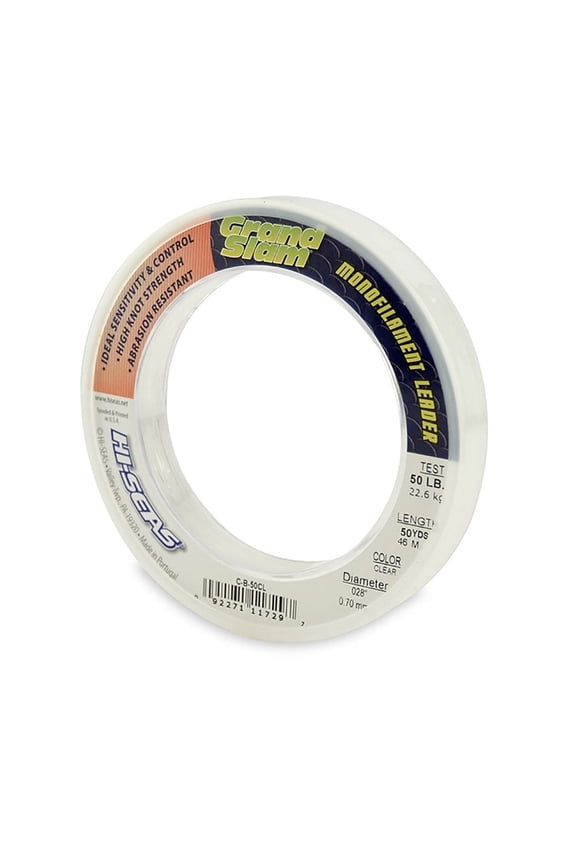 HI-SEAS Grand Slam 50-Yards 40 lb. Monofilament Fishing Leader, Clear