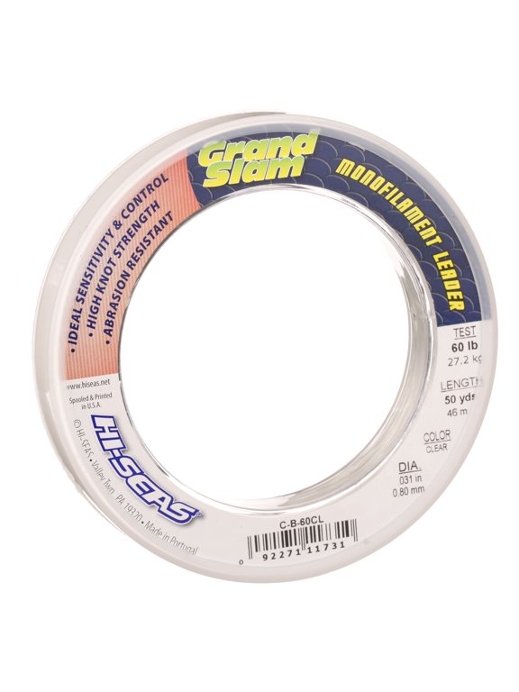 HI-SEAS Grand Slam 50-Yards 60 lb. Monofilament Fishing Leader, Clear