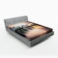 thumbnail image 1 of Ambesonne Landscape Fitted Sheet, Downtown City Skyline, Queen Size, Teal Peach Grey, 1 of 2