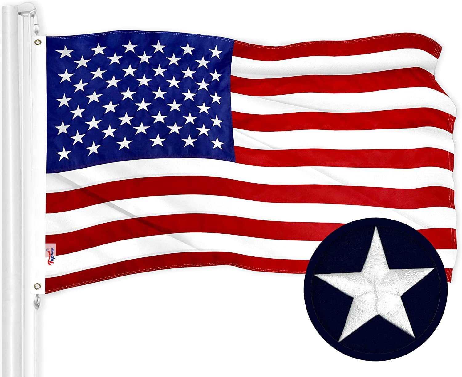 American Flag - 10x15 Strong Like Americans - Embroidered Stars - Sewn Stripes - 10' x 15' ft