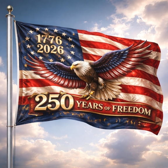 American Flag 1776-2026 Flag, Patriotic Eagle Flag Decor, 250 Years of Freedom USA Outdoor Flag 12x18 POLE NOT INCLUDED Garden Flag