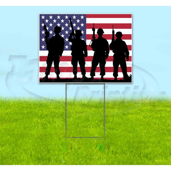 American Flag (18" x 24") Yard Sign, Includes Metal Step Stake